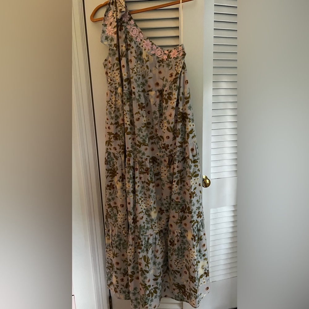 Mi Golodrina Mexican embroidered one shoulder maxi dress - size S